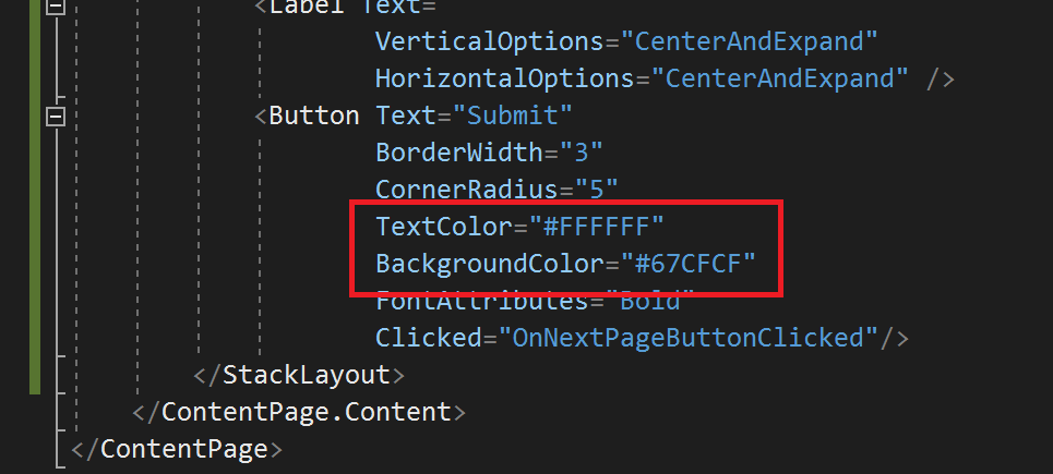 Xamarin button w/ XAML inline style.