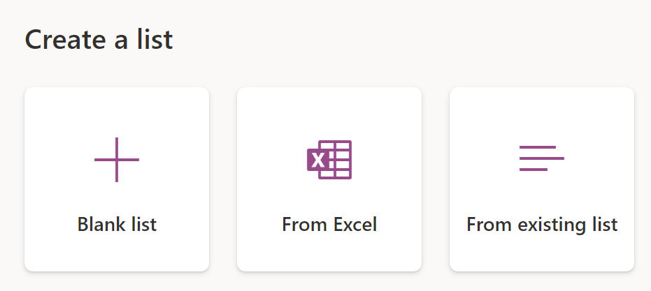 Figure 5 - Create new list in Microsoft Lists.