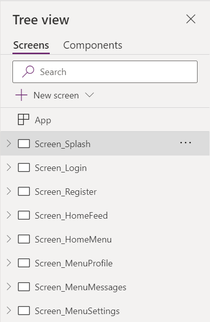 Figure 2 - Power Apps sample menu component.