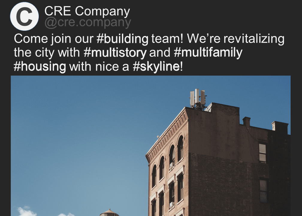 Figure 1 - Dummy social media account with searchable hashtags.