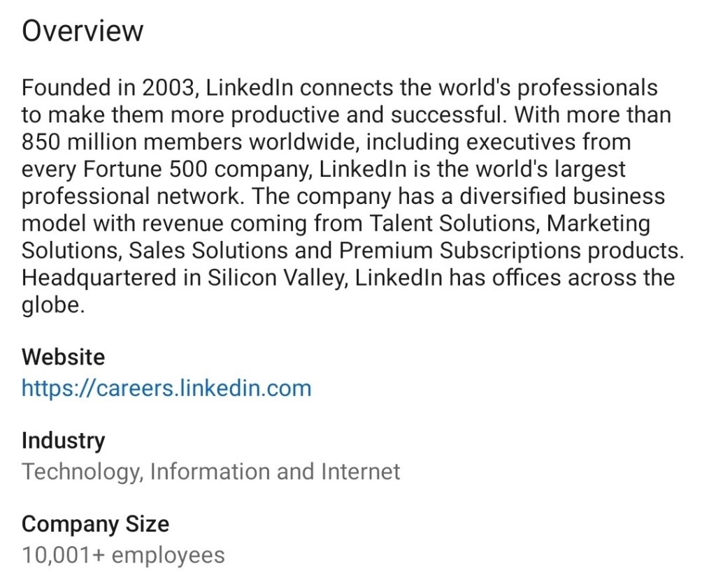 Figure 11 - LinkedIn app screen with heavy text and links.