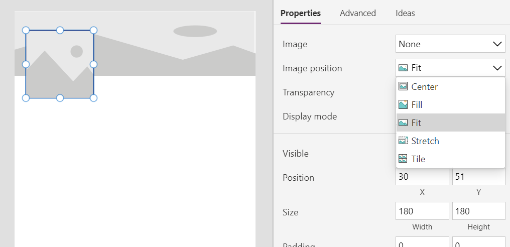 Figure 4 - Power Apps screen with layered image controls.