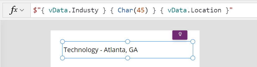 Figure 6 - Power Apps screen with label control.
