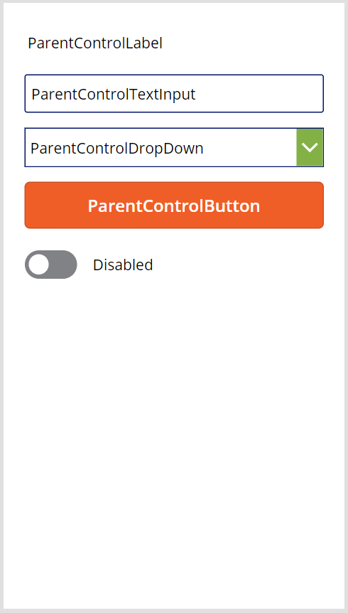 Figure 4 - Power Apps canvas app hidden screen with branded controls.