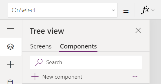 Figure 6 - Power Apps canvas app Components view.