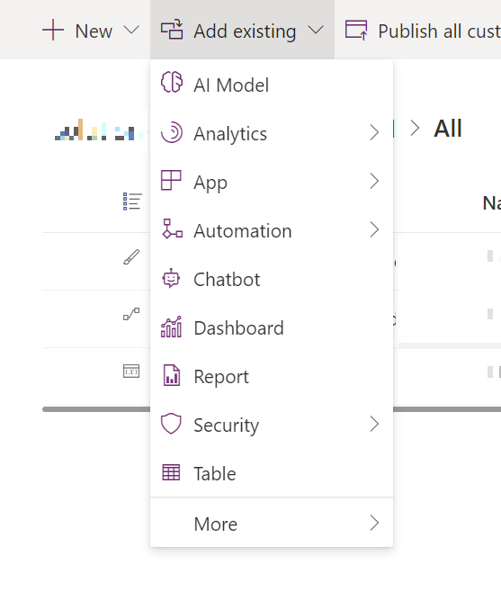 Figure 5 - Solution Add existing options.