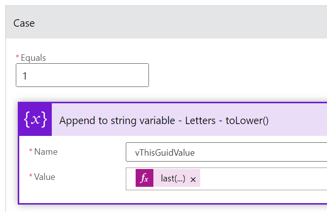 Figure 7 - Switch action for lower-case letters.