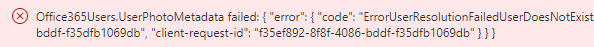 Figure 1 - Office365Users connector error.