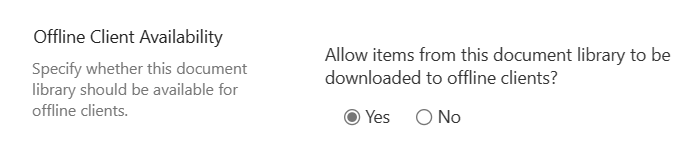 Figure 2 - SharePoint Online document library settings.