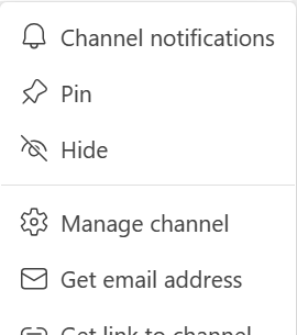 Figure 2 - Microsoft Teams ellipsis menu items.