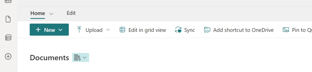 Figure 1 - SharePoint Online document library menu options.