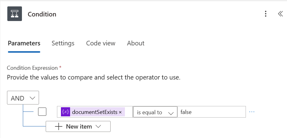 Figure 2 - Power Automate cloud flow conditional block logic.