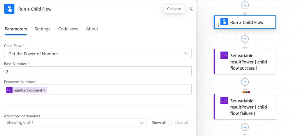 Figure 6 - Power Automate cloud flow Run a Child Flow action.