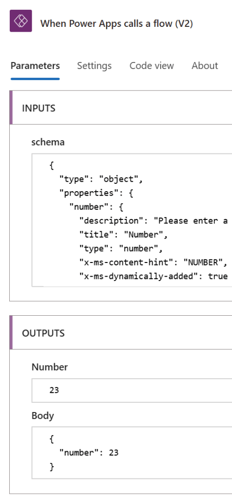 Figure 10 - Power Automate cloud flow with sample input.