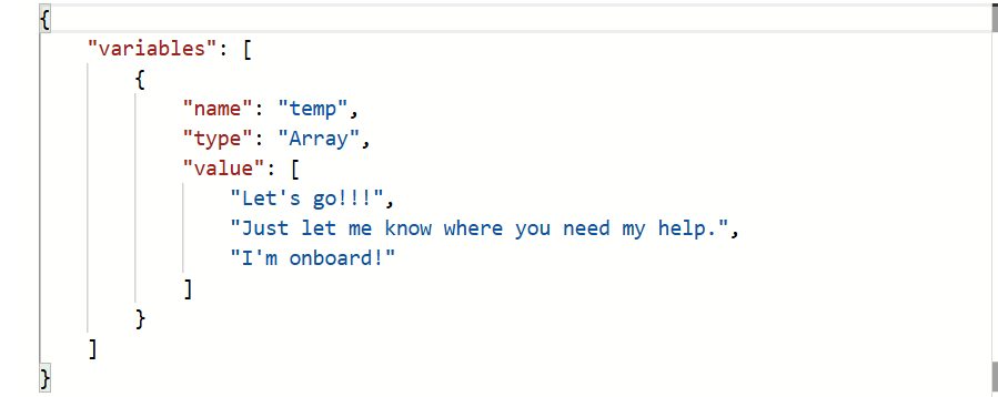 Figure 9 - Power Automate cloud flow array variable.