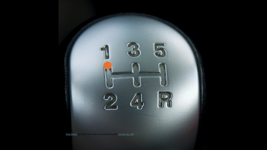 Figure 1 - PowerPoint animation of a dot gear shifting.