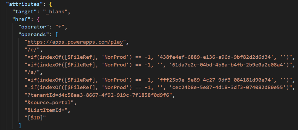 Figure 2 - SharePoint Online JSON for list column formatting but revised.