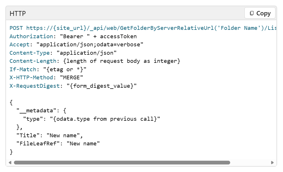 Figure 1 - Microsoft Learn documentation to rename a folder.