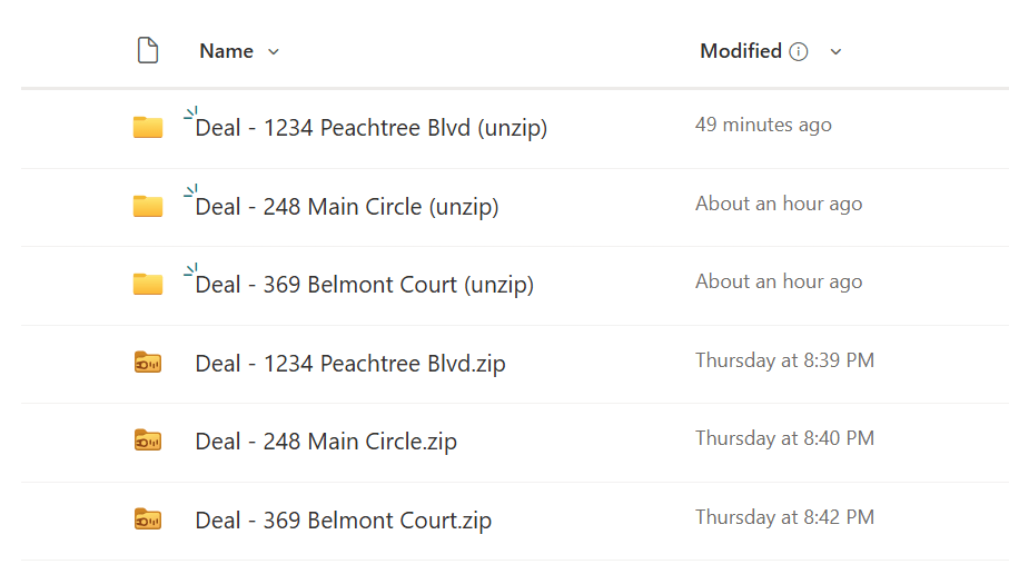 Figure 11 - SharePoint Online library with unzipped folders.