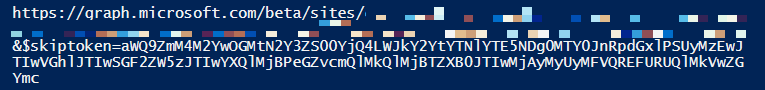 Figure 3 - PowerShell output for the nextLink value of the API response.